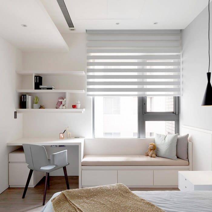 Cortinas modernas tipo Sheer Elegance instaladas en sala en el Huila